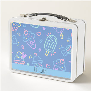 Girls Cute Modern Whimsical Kids Metal Lunch Box