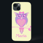 Girls cute owl purple yellow name ipad case<br><div class="desc">Help protect your ipad,  with this pretty girls owl ipad case in pink and yellow. Personalise with your childs name. Exclusively designed by Sarah Trett. www.sarahtrett.com</div>