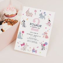 Girls Cute Pastel Dog Let's Pawty Birthday