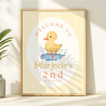 Girls Cute Pastel Duckling Birthday Welcome Sign
