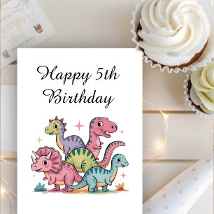 Girls Cute Personalised Dinosaur Birthday  Card