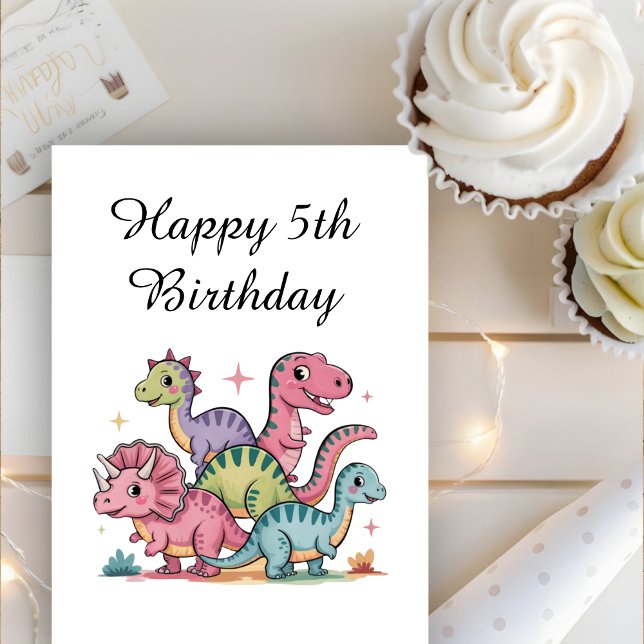 Girls Cute Personalised Dinosaur Birthday  Card (Creator Uploaded)