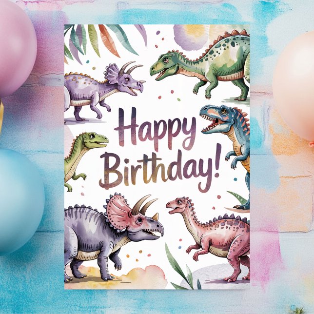 Girls Cute Personalised Dinosaur Birthday  Card (Creator Uploaded)