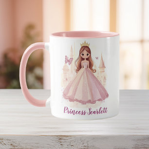 Girls Cute Personalised Princess Sparkle Pink Mug