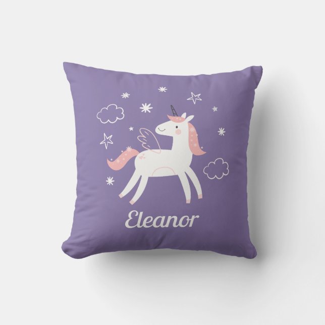 Girls Cute Personalised Unicorn  Cushion (Front)