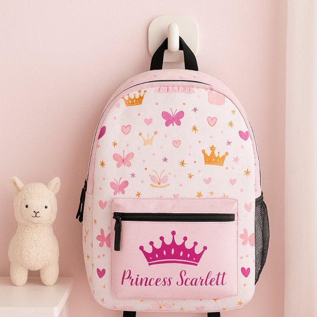 Girls Cute Personalized Princess Crown Backpack (Creator Uploaded)