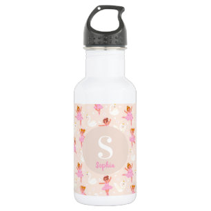 Girls Cute Pink Ballerina Swan Personalised 532 Ml Water Bottle