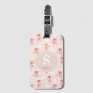 Girls Cute Pink Ballet Dancer Personalised Luggage Tag