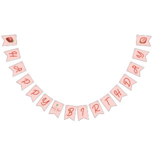 Girls Cute Pink Berry First Birthday Bunting
