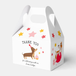 Girl's Cute Pink Birthday Pawty Dogs Favour Box