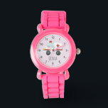 Girls Cute Pink Doctor Ambulance Kids Watch<br><div class="desc">This cute and modern kid's watch features an ambulance cartoon and a place for you to add your girls name. Perfect for any child dreaming of being a doctor or paramedic! With clear numbers and a pink background, this watch is great for a little one learning to tell the time....</div>