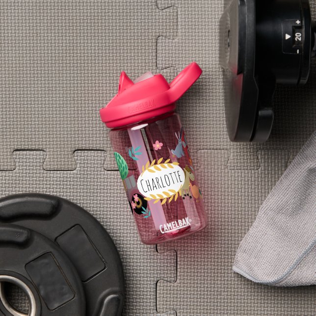 Girls Cute Pink Farm Tractor Kids School Water Bottle (Gym)