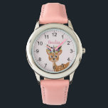 Girls Cute Pink Floral Deer & Flowers Kids Watch<br><div class="desc">This cute and girly kids watch features a beautiful deer and watercolor flowers and easy to read numbers. This lovely pink floral design also features a place for you to add your girl's name. The perfect reindeer design for your little one!</div>