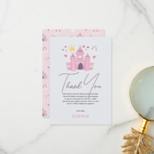 Girls Cute Pink Princess Birthday  Thank You Card