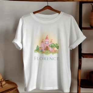Girls Cute Pink Princess Castle Kids T-Shirt