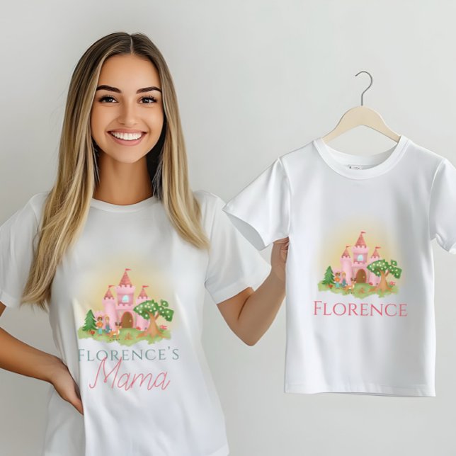 Girls Cute Pink Princess Castle Mama T-Shirt (Creator Uploaded)