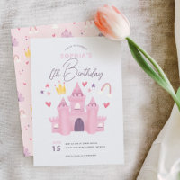 Girls Cute Pink Princess Palace 6th Birthday