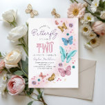 Girls Cute Pink Purple Butterfly Kids 2nd Birthday Invitation<br><div class="desc">This cute and girly kids 2nd birthday invitation design features a magical Watercolor butterfly design, with butterflies and flowers, with a matching design on the back, and can be personalised with all the information you need for your child's second party in a whimsical typography. The perfect purple and pink invitations...</div>