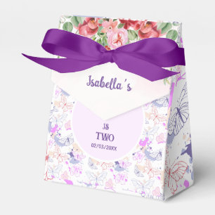 Girls Cute Pink Purple Butterfly Kids Birthday Favour Box