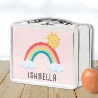 Girls Cute Pink Rainbow Kids Personalised