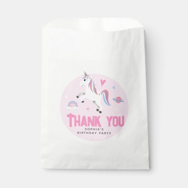 Girls Cute Pink RainbowUnicorn  Favour Bag (Front)