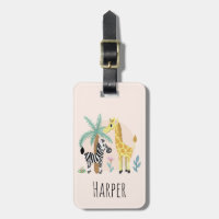 Girls Cute Pink Safari Animals Giraffe Zebra Kids