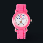 Girls Cute Pink Sloth Animal and Name Kids Watch<br><div class="desc">This gorgeous and girly kids' watch features bold numbers,  and a beautiful,  hand painted watercolor sloth mother and child,  floating up in the sky holding a balloon. This lovely pink design also features a place for you to add your girl's name. The perfect adorable design for your little one!</div>