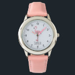 Girls Cute Pink Tropical Flamingo Kids Watch<br><div class="desc">This cute and modern kids watch features a unique pink tropical flamingo,  clear readable numbers,  and can be personalised with your girls name.The perfect flamingo-themed gift for any little one!</div>
