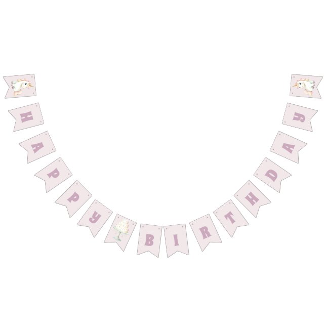 Girls Cute Pink Unicorn Birthday Bunting (All)