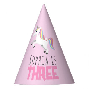 Girls Cute Pink Unicorn Kids Birthday Party Hat