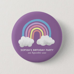 Girls Cute Purple Rainbow Birthday Party Kids 6 Cm Round Badge