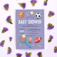 Girls Cute Purple Sports Baby Shower