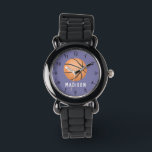 Girls Cute Purple Sports Basketball Kids Watch<br><div class="desc">This cute and modern kids watch features a basketball,  with a purple background. The sporty watch can be personalised with your girls name,  and clear numbers,  the perfect fun gift for any sports lover.</div>