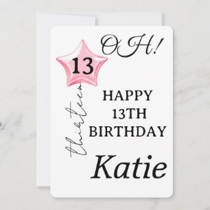 Girls Cute Purple Unicorn Kids 13th Birthday Invitation