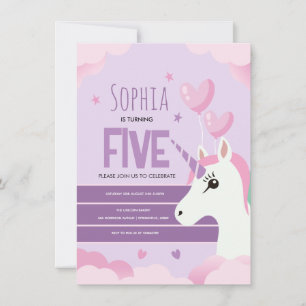 Girls Cute Purple Unicorn Kids Birthday