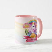 Girls Cute Purple Unicorn Rainbow Custom Name      Mug (Front Right)