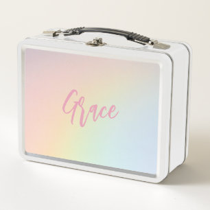 Girls Cute Rainbow Kids Metal Lunch Box