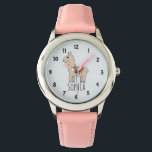 Girls Cute Rainbow Llama Cartoon and Name Kids Watch<br><div class="desc">This gorgeous kids' watch features an adorable, hand drawn rainbow llama cartoon. This lovely colourful design also features a place for you to add your girl's name. With clear, easily readable numbers, this 'first' watch is great for those just starting out on learning the time. The perfect animal themed, wildlife...</div>