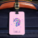 Girls Cute Rainbow Magical Unicorn & Custom Name  Luggage Tag<br><div class="desc">With this cute, magical unicorn you can make sure that your little girl’s vacation is memorable. She is going to love having her very own luggage tag featuring a lovely' magical unicorn. You can add her name and customise the contact information in the back. This trendy yet delicate design showcases...</div>
