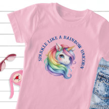 Girls Cute Rainbow Unicorn Custom Slogan T-Shirt