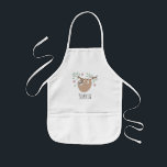 Girls Cute Sleeping Sloth Animal and Name Kids Apron<br><div class="desc">This gorgeous and girly kids' apron features a beautiful,  hand drawn sleeping sloth doodle with flowers and leaves. This lovely design also features a place for you to add your girl's name. The perfect jungle themed,  wildlife design for your little one!</div>