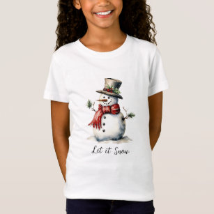 Girls' Cute Snowman T-Shirt