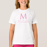 Girls Cute T-Shirts Monogram Name White Pink<br><div class="desc">Girls Personalised Monogram Name White And Pink Template Elegant Trendy Girls' T-Shirt.</div>