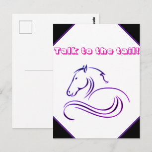 Girls Cute Talk to the Tail Horse  Postcard