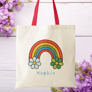 Girls Cute Trendy Whimsical Rainbow Cartoon Tote Bag