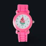 Girls Cute Tropical Watermelon Fruit Kids Watch<br><div class="desc">This cute and modern kids watch features a tropical watermelon illustration and can be personalised with your girls name. With clear,  easily readable numbers,  this 'first' watch is great for a child or toddler just starting out on learning the time. The perfect summer fruit design for your little one!</div>