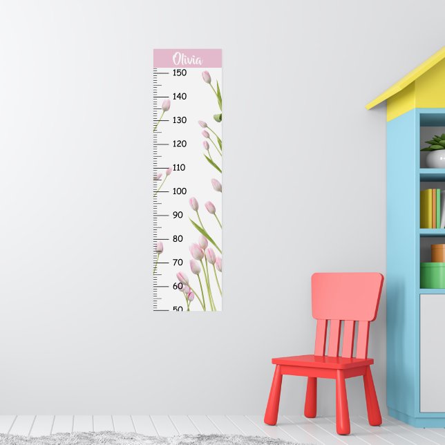 Girls Cute Tulip Growth Chart Metric (Nursery 1)