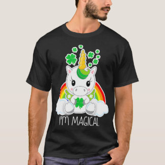 Girls Cute Unicorn Im Magical  Gift for St Patrick T-Shirt