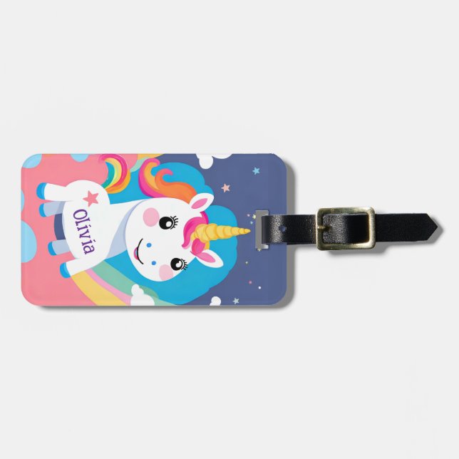 Girl's Cute Unicorn Luggage Tag (Front Horizontal)