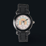 Girls Cute & Whimsical Boho Rainbow Kids Watch<br><div class="desc">This cute and whimsical kids' watch features a beautiful boho rainbow illustration,  clear numbers,  and a place for you to add your girl's name in a minimalist font. The perfect gift for any rainbow lover!</div>